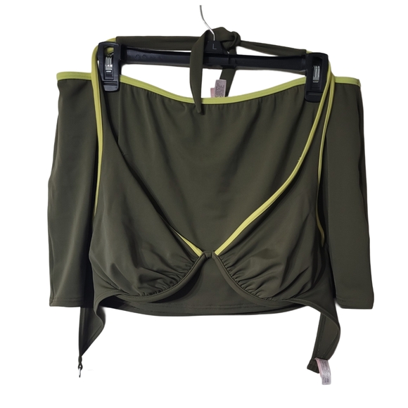 Victoria's Secret Other - Victoria's Secret Olive Green Bikini Top with Yellow Trim And Skort Bottom